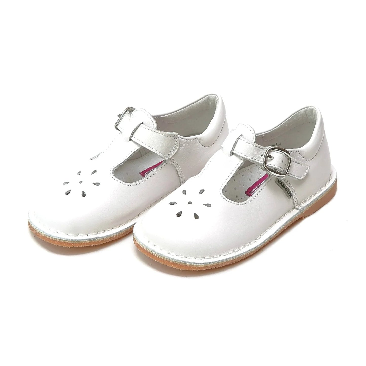 L'amour 751 White T-Strap