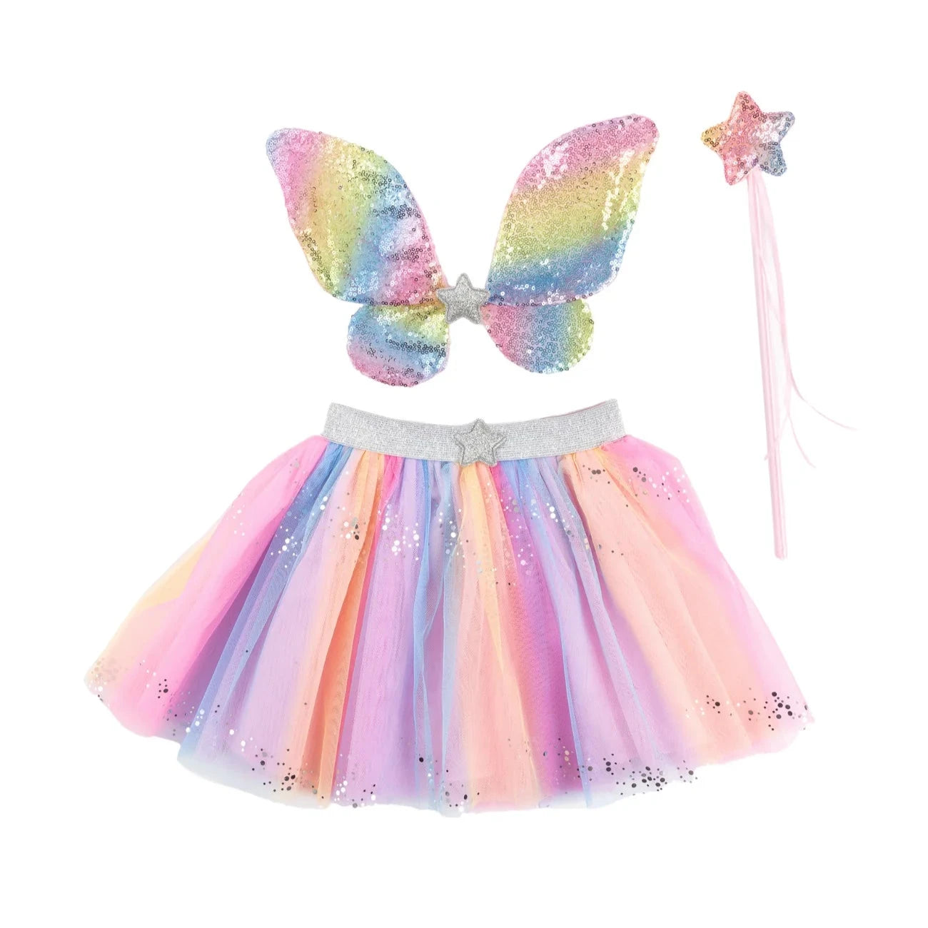 Great Pretenders Rainbow Sequins Skirt, Wand & Wings