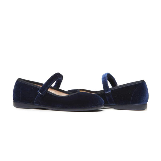 Childrenchic Cassie Velvet Mary Jane Navy