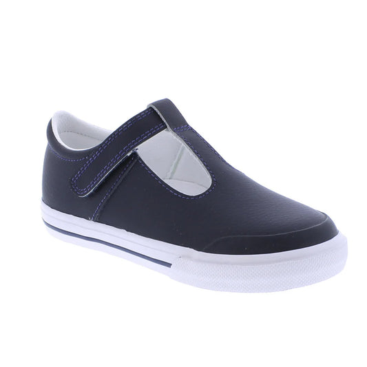 Footmates Drew Navy Leather T-Strap